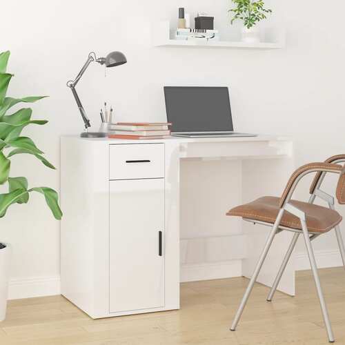 Desk High Gloss White 100x49x75 cm Engineered Wood