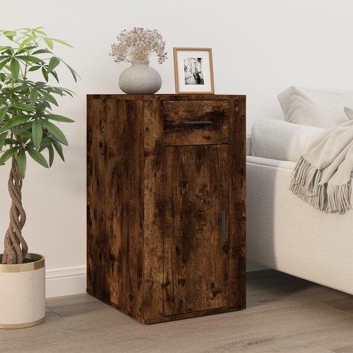 Desk Cabinet Smoked Oak 40x49x75 cm Engineered Wood