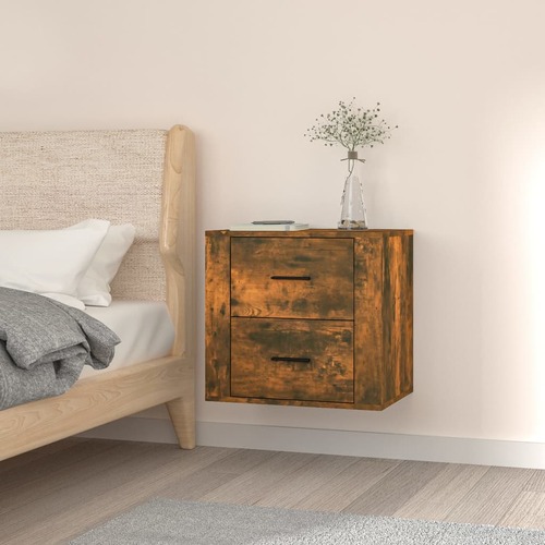 Wall-mounted Bedside Cabinet Smoked Oak 50x36x47 cm