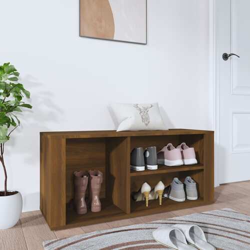 Shoe Cabinet Brown Oak 100x35x45 cm Engineered Wood