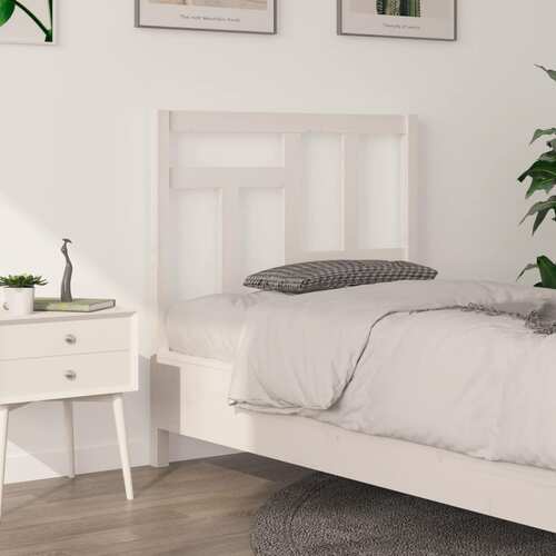 Bed Headboard White 95.5x4x100 cm Solid Wood Pine