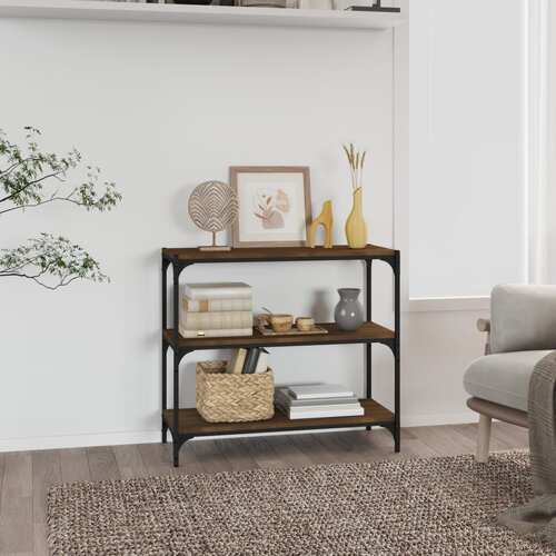 Book Cabinet Brown Oak 80x33x70.5 cm Engineered Wood and Steel