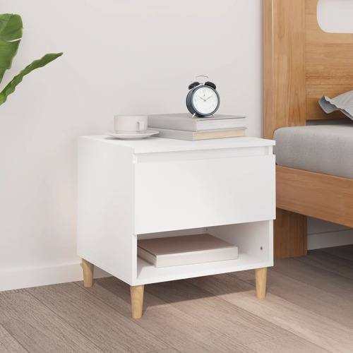 Bedside Table White 50x46x50 cm Engineered Wood