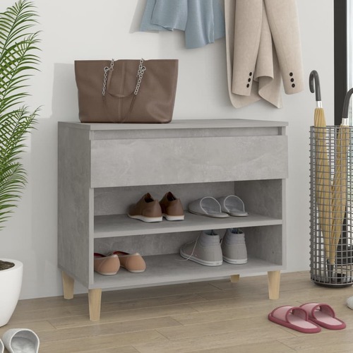 Shoe Cabinet Concrete Grey 70x36x60 cm Engineered Wood