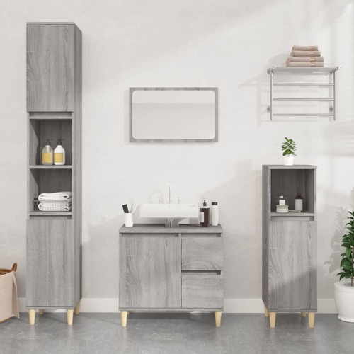 Bathroom Cabinet Grey Sonoma 30x30x190 cm Engineered Wood