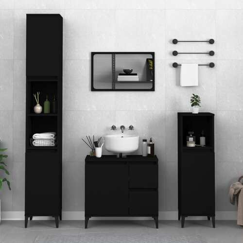 Bathroom Cabinet Black 65x33x60 cm Engineered Wood