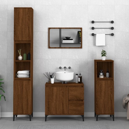 Bathroom Cabinet Brown Oak 65x33x60 cm Engineered Wood