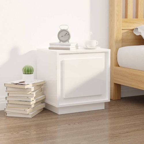Bedside Cabinet High Gloss White 44x35x45 cm Engineered Wood