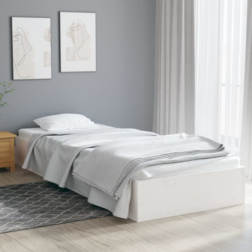 Bed Frame White Solid Wood 92x187 cm Single Size