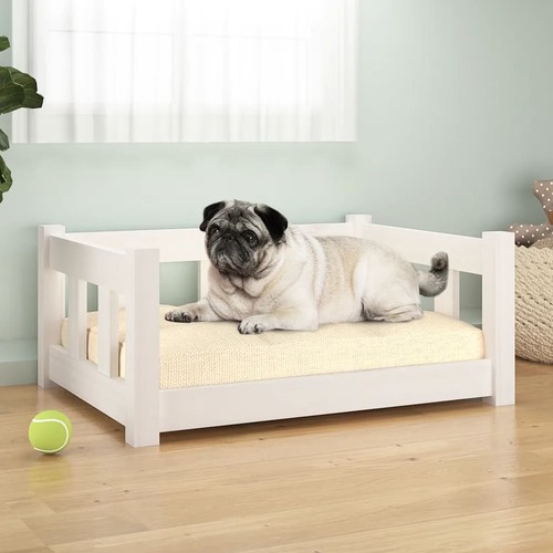 Dog Bed White 65.5x50.5x28 cm Solid Wood Pine