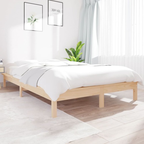 Bed Frame 153x203 cm Solid Wood Pine Queen Size