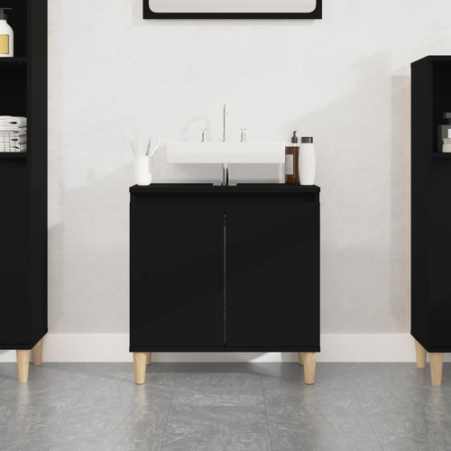 Sink Cabinet Black 58x33x60 cm Engineered Wood