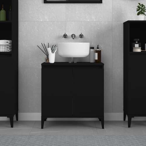 Sink Cabinet Black 58x33x60 cm Engineered Wood