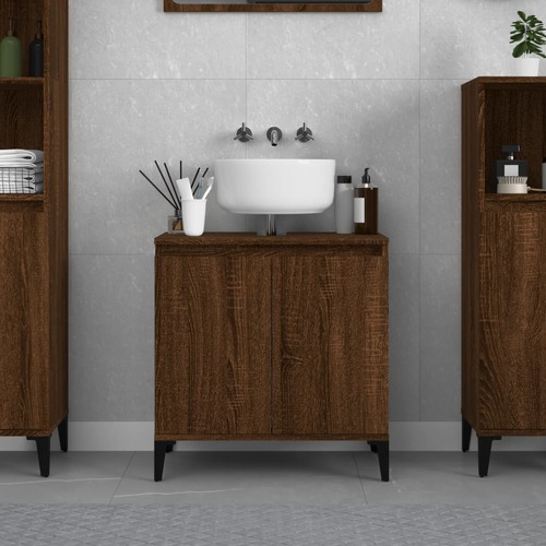 Sink Cabinet Brown Oak 58x33x60 cm Engineered Wood