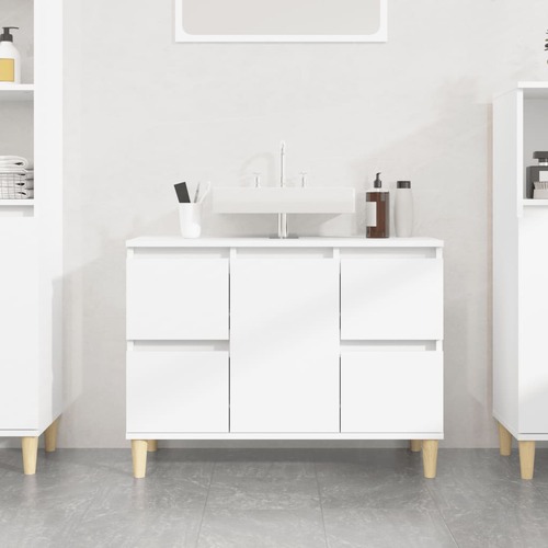 Sink Cabinet High Gloss White 80x33x60 cm Engineered Wood