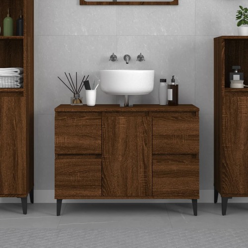 Sink Cabinet Brown Oak 80x33x60 cm Engineered Wood