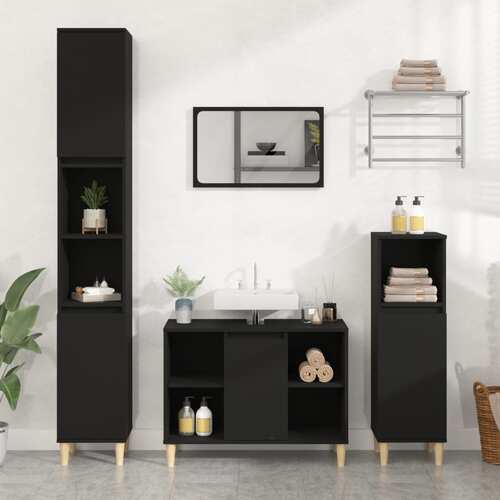 Sink Cabinet Black 80x33x60 cm Engineered Wood