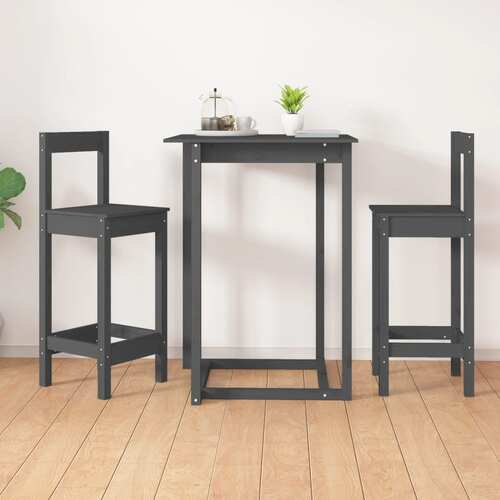 Bar Chairs 2 pcs Grey 40x41.5x112 cm Solid Wood Pine