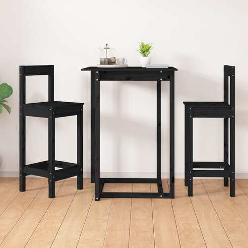Bar Chairs 2 pcs Black 40x41.5x112 cm Solid Wood Pine