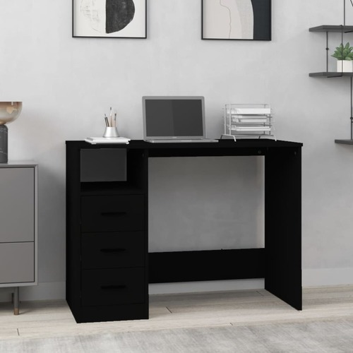 Desk with Drawers Black 102x50x76 cm Engineered Wood