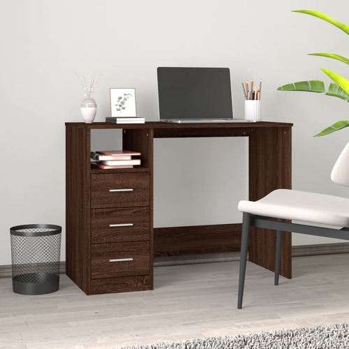 Desk with Drawers Brown Oak 102x50x76 cm Engineered Wood