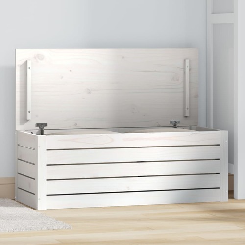 Storage Box White 89x36.5x33 cm Solid Wood Pine