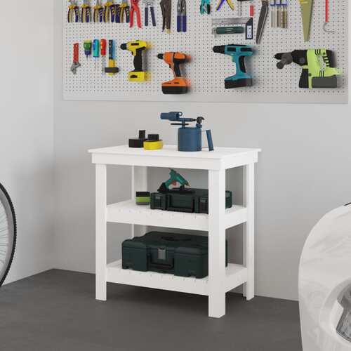 Work Bench White 78.5x50x80 cm Solid Wood Pine