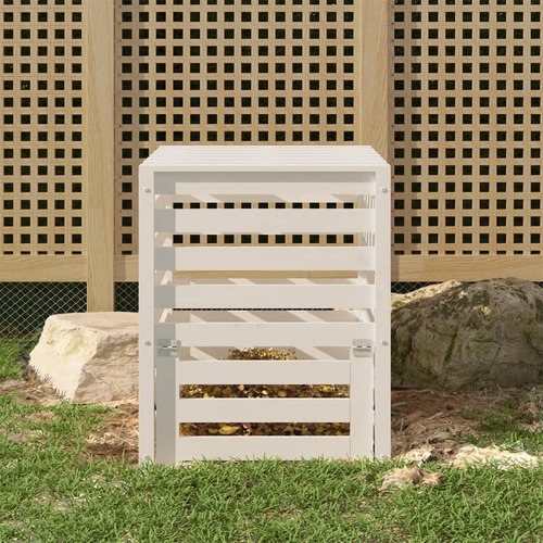 Composter White 63.5x63.5x77.5 cm Solid Wood Pine