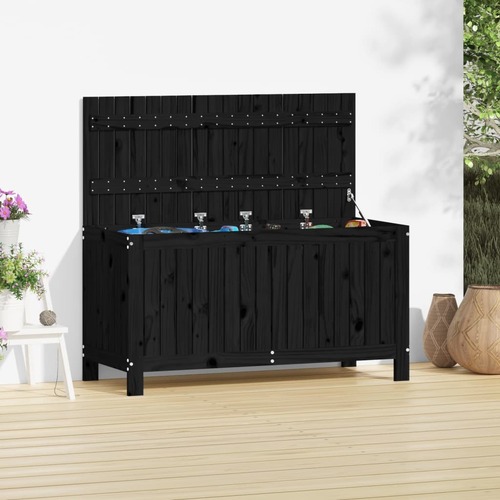 Garden Storage Box Black 115x49x60 cm Solid Wood Pine