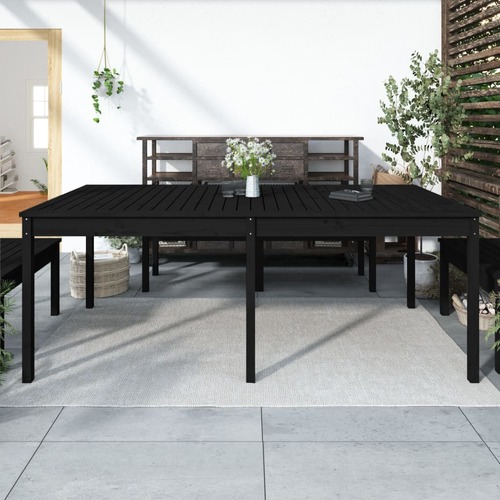 Garden Table Black 203.5x100x76 cm Solid Wood Pine