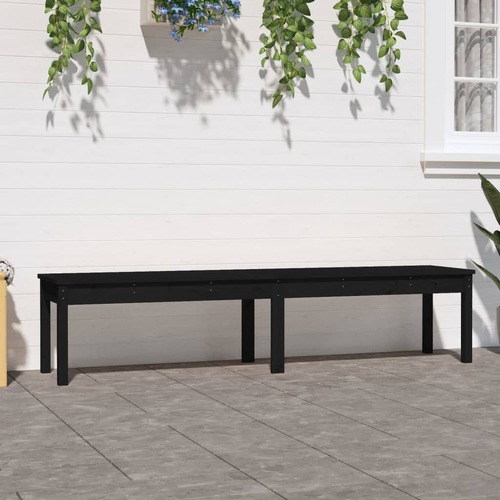 2-Seater Garden Bench Black 203.5x44x45 cm Solid Wood Pine