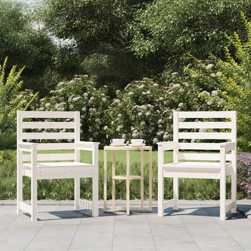  Garden Chairs 2 pcs White 60x48x91 cm Solid Wood Pine