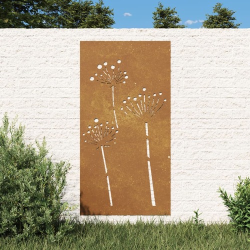 Garden Wall Decoration 105x55 cm Corten Steel Flower Design