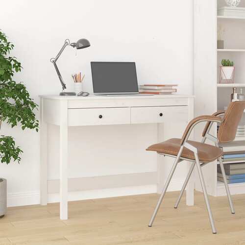 Desk with Drawers White 100x50x78 cm Solid Wood Pine