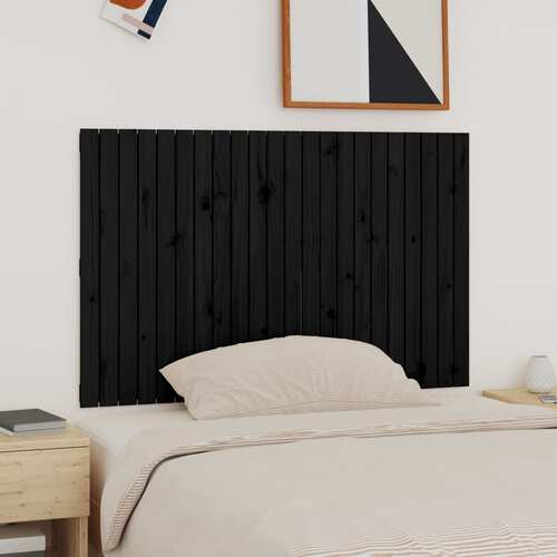 Wall Headboard Black 140x3x90 cm Solid Wood Pine