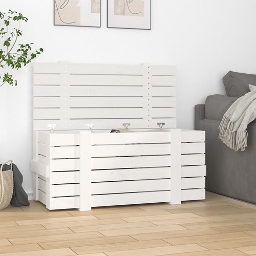 Storage Box White 91x40.5x42 cm Solid Wood Pine