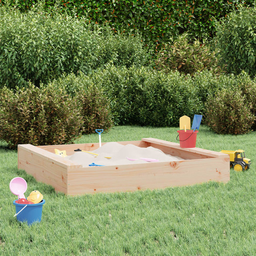 Sandbox with Seats Square Solid Wood Pine
