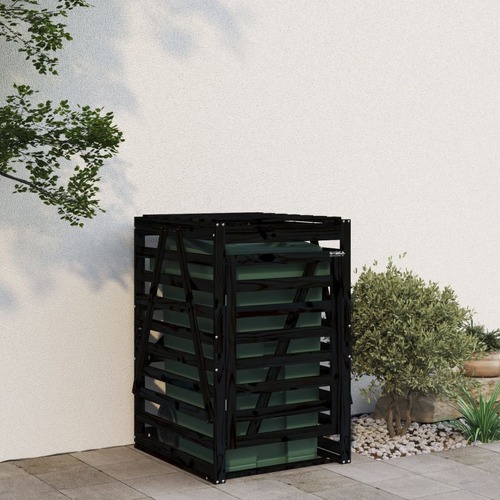 Wheelie Bin Storage Black 84x90x128.5 cm Solid Wood Pine