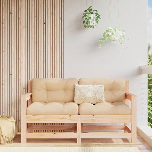 Garden Chairs with Cushions 2 pcs Solid Wood Pine