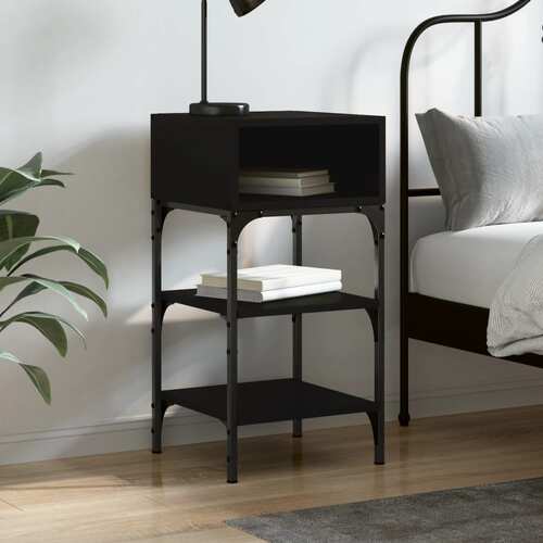 Bedside Table Black 35x34.5x70 cm Engineered Wood