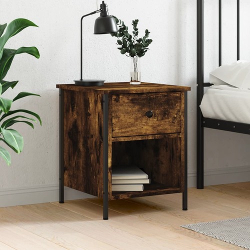 Bedside Cabinet Smoked Oak 40x42x50 cm Engineered Wood