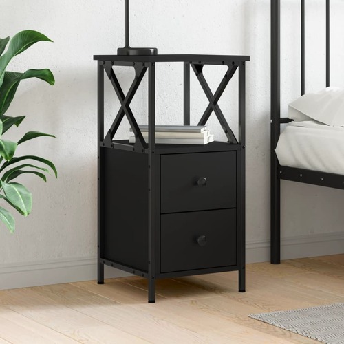 Bedside Cabinet Black 34x35.5x70 cm Engineered Wood