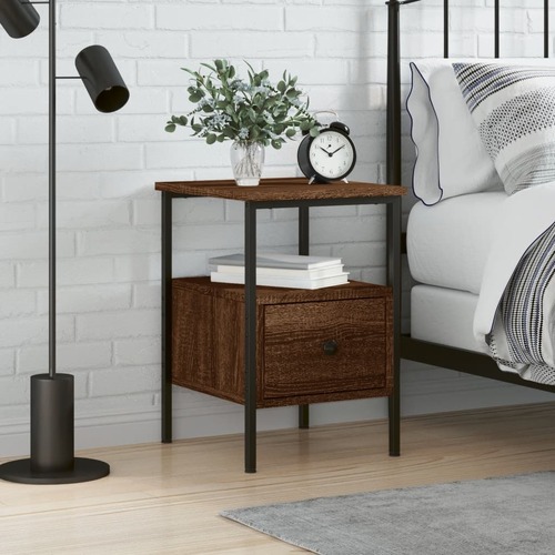 Bedside Cabinet Brown Oak 34x36x50 cm Engineered Wood