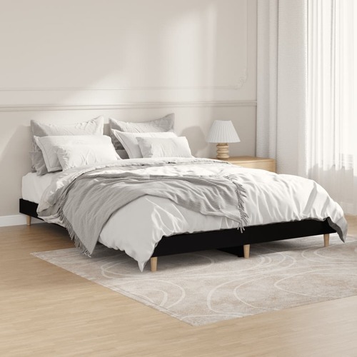 Bed Frame Black 137x187 cm Double Engineered Wood
