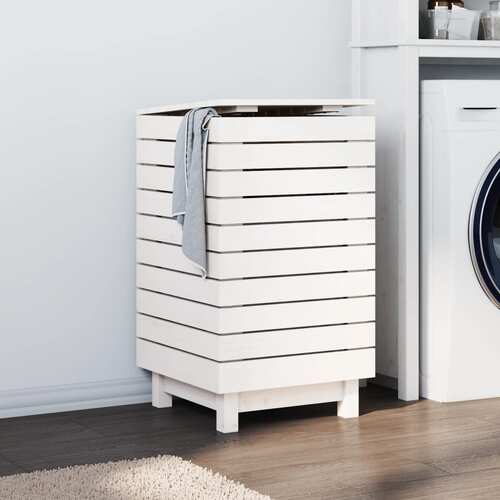 Laundry Basket White 44x44x76 cm Solid Wood Pine