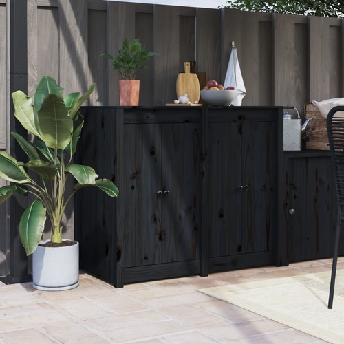 Outdoor Kitchen Doors 2 pcs Black 50x9x82 cm Solid Wood Pine
