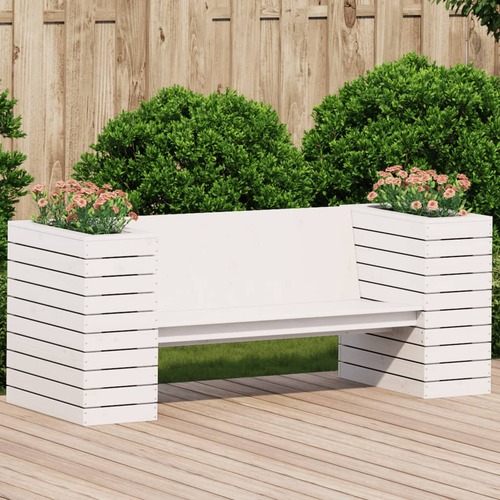 Planter Bench White 167.5x60x65 cm Solid Wood Pine