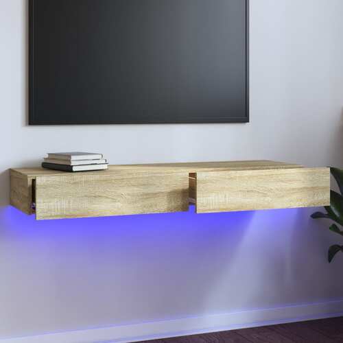 TV Cabinet with LED Lights Sonoma Oak 120x35x15.5 cm