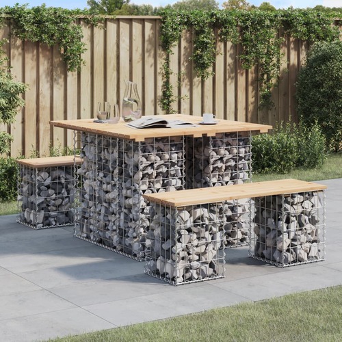 Garden Table Gabion Design 100x102x72 cm Solid Wood Pine