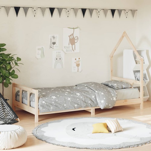 Kids Bed Frame 92x187 cm Single Solid Wood Pine